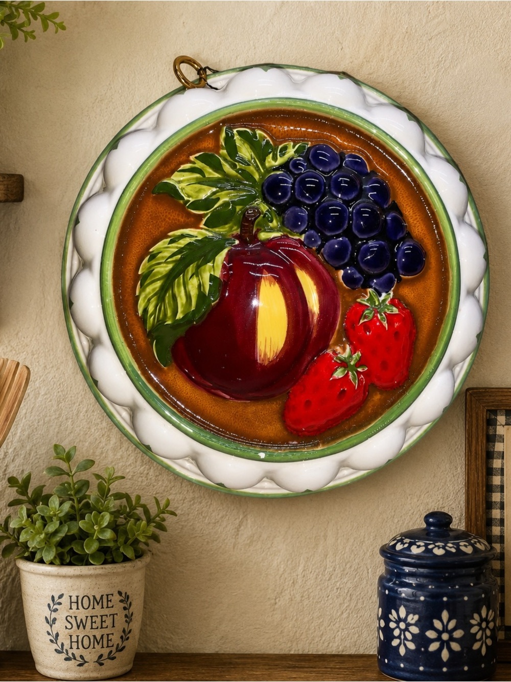 Vintage Gailstyn Sutton Towle Hand Painted Ceramic Fruit Gelatin Mold Wall Decor